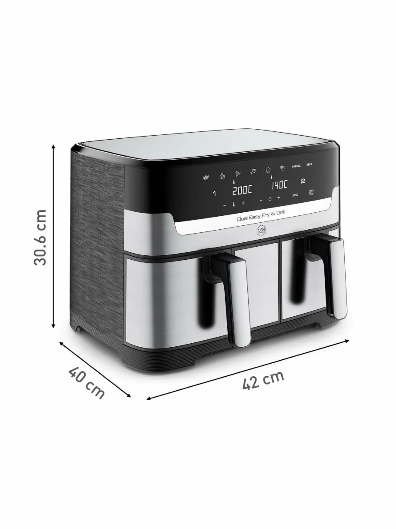 Obh Nordica Dual Easy Fry & Grill Air Fryer -kiertoilmakeitin, 8.3L^ Muut Keittiölaitteet