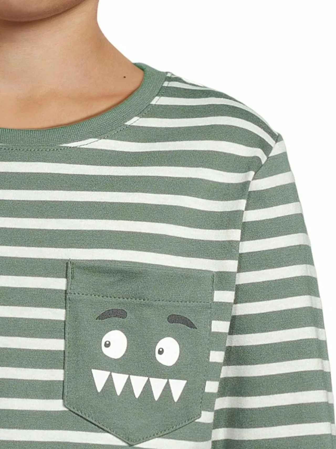 Pitkähihaiset Trikoopaidat<Bogi Eddie-trikoopaita MOSS GREEN/WHITE STRIPE