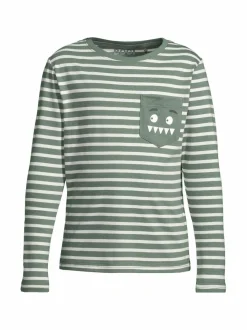 Pitkähihaiset Trikoopaidat<Bogi Eddie-trikoopaita MOSS GREEN/WHITE STRIPE