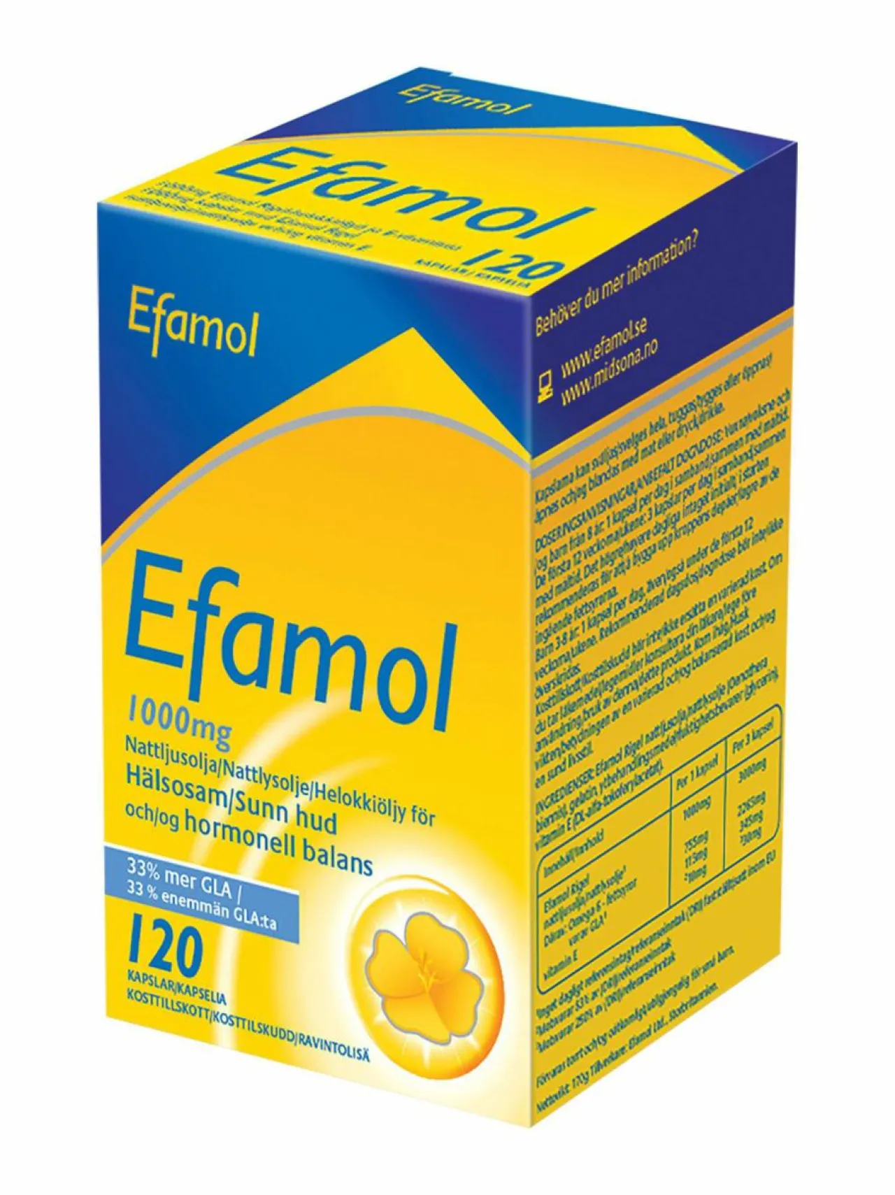Efamol Helokkiöljy+E-vitamiini -ravintolisä 120 kaps./1000 mg^ Vitamiinit