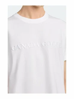 Paidat, Hupparit & Colleget<Canada Goose Emersen Embroidered Wordmark t-paita 25 WHITE BLANC
