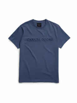 Paidat, Hupparit & Colleget<Canada Goose Emersen Embroidered Wordmark t-paita 222 OZONE BLUE BLEU OZONE