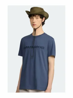 Paidat, Hupparit & Colleget<Canada Goose Emersen Embroidered Wordmark t-paita 222 OZONE BLUE BLEU OZONE