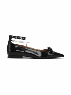 Avokkaat & Korkokengät<Ganni Eyelets Jewel Ballerina -lakerikengät 099 BLACK
