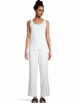 Yö- & Oloasut<A+more Faith Pointelle -toppi OFFWHITE/BLUE FLOWERPRINT