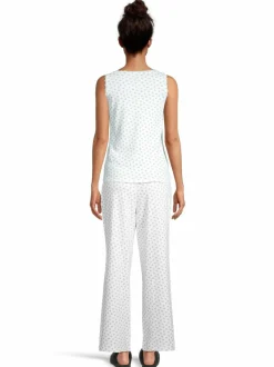 Yö- & Oloasut<A+more Faith Pointelle -toppi OFFWHITE/BLUE FLOWERPRINT