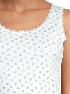 Yö- & Oloasut<A+more Faith Pointelle -toppi OFFWHITE/BLUE FLOWERPRINT