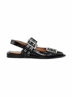 Avokkaat & Korkokengät<Ganni Feminine Buckle -ballerinat 099 BLACK