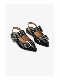 Avokkaat & Korkokengät<Ganni Feminine Buckle -ballerinat 099 BLACK