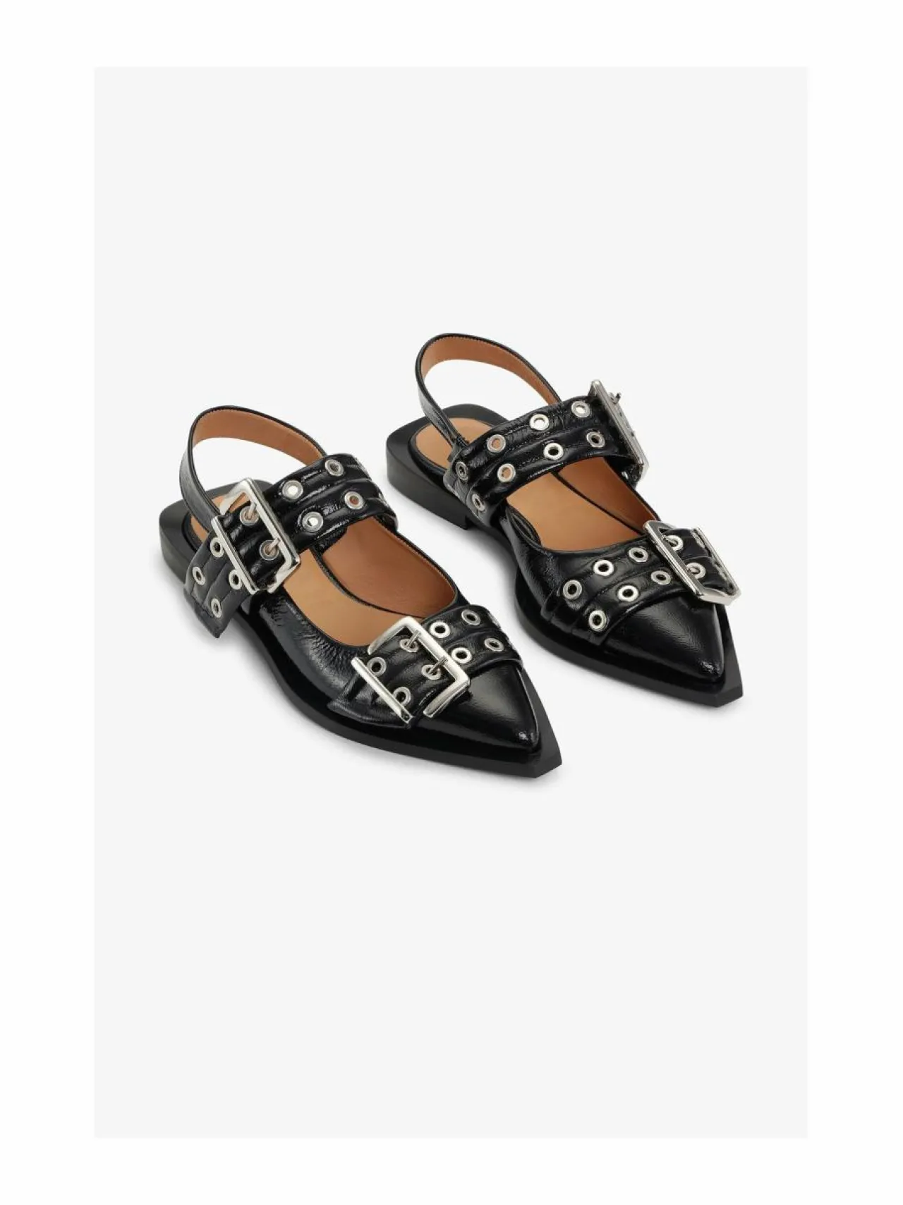 Avokkaat & Korkokengät<Ganni Feminine Buckle -ballerinat 099 BLACK