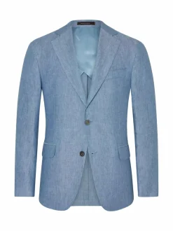 Bleiserit<Oscar Jacobson Ferry Soft -pellavableiseri 289 SMOG BLUE