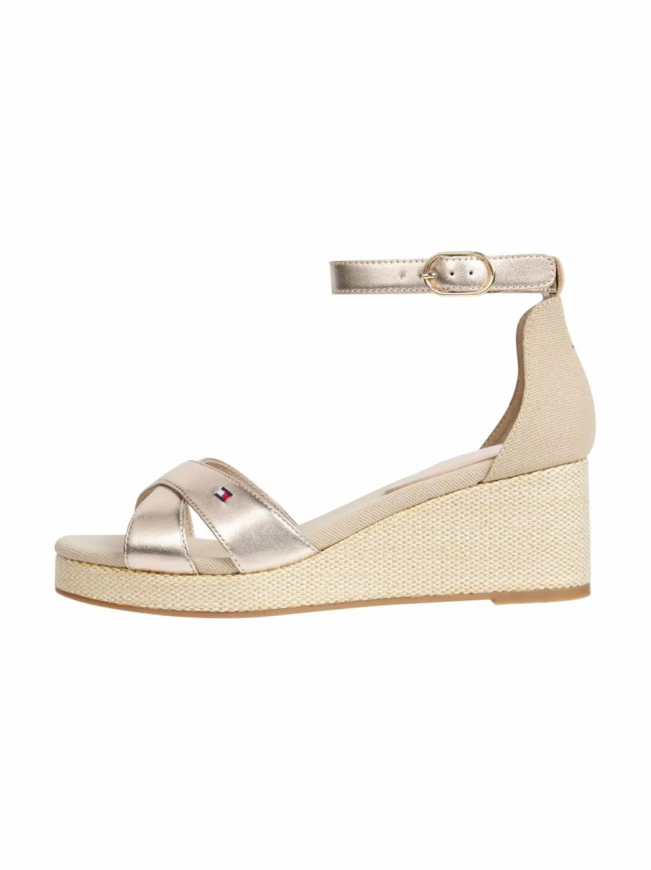 Kävelykengät & Loaferit<Tommy Hilfiger Flag Metallic Mid Wedge Espadrille -kiilakorkosandaalit 0HS GOLD