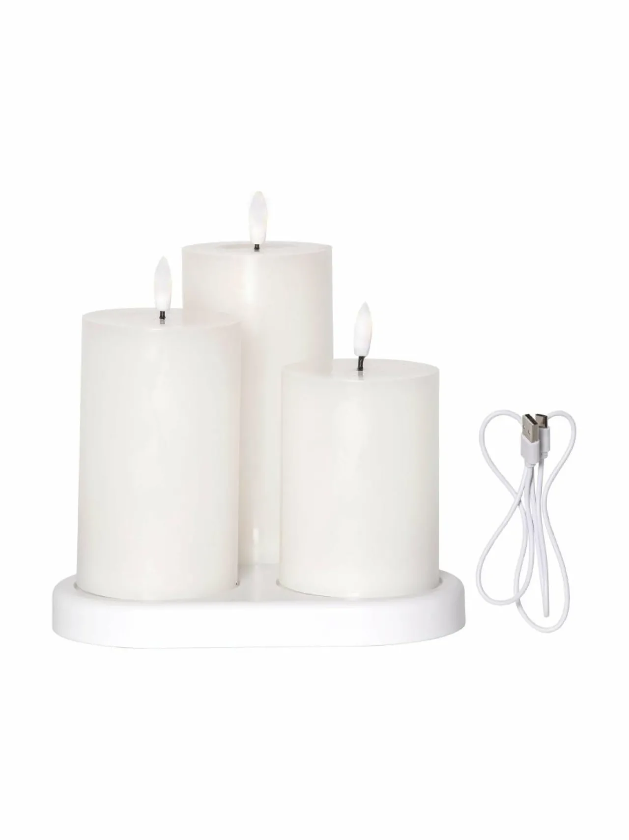 Star Trading Flamme Charge LED -pöytäkynttiläsetti 10 cm + 12,5 cm + 15 cm^ Jouluvalot