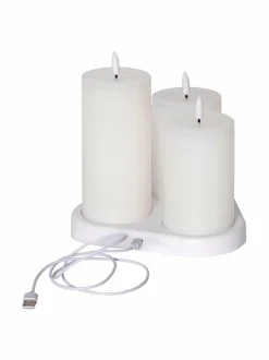 Star Trading Flamme Charge LED -pöytäkynttiläsetti 10 cm + 12,5 cm + 15 cm^ Jouluvalot