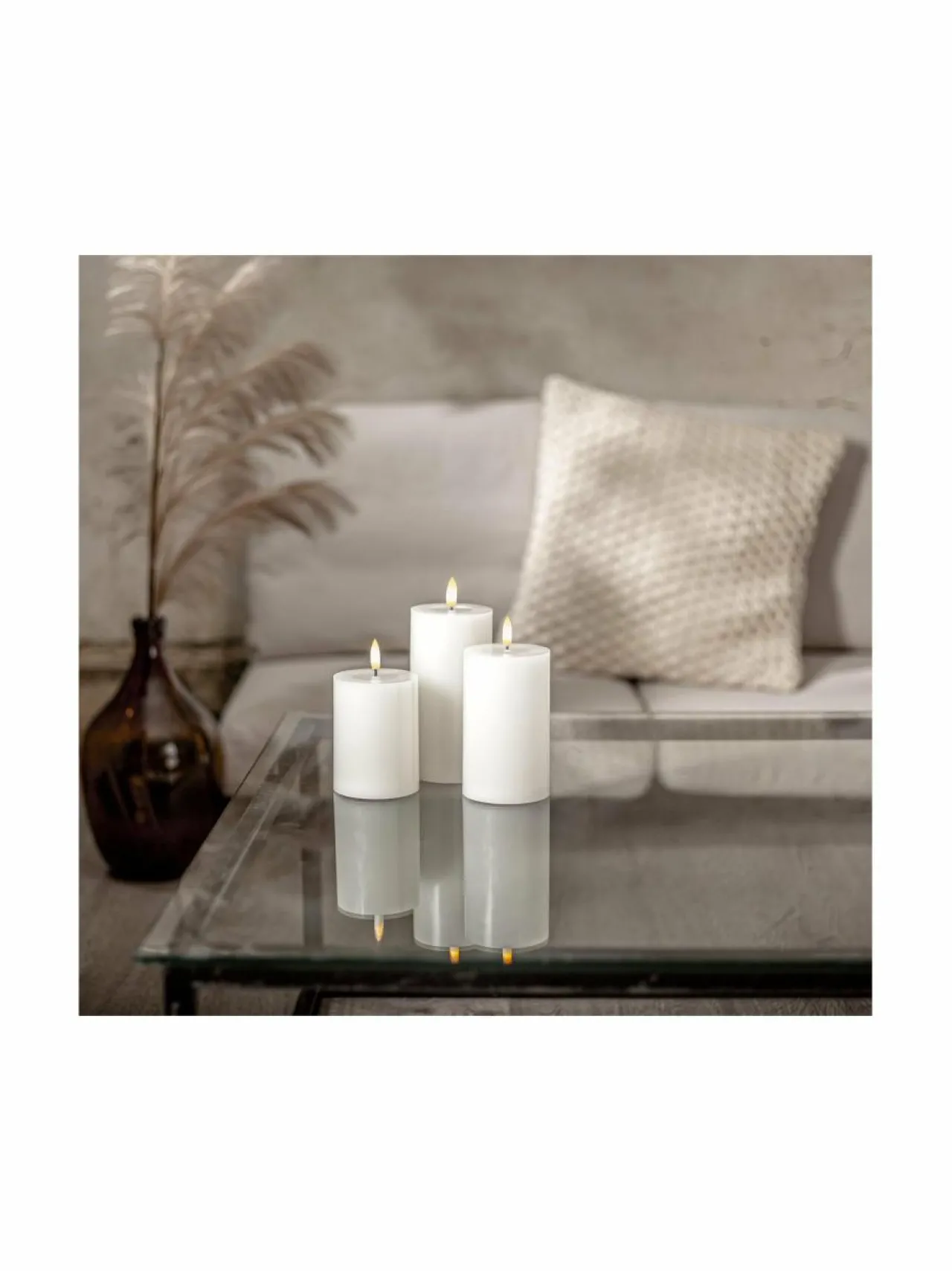 Star Trading Flamme Charge LED -pöytäkynttiläsetti 10 cm + 12,5 cm + 15 cm^ Jouluvalot