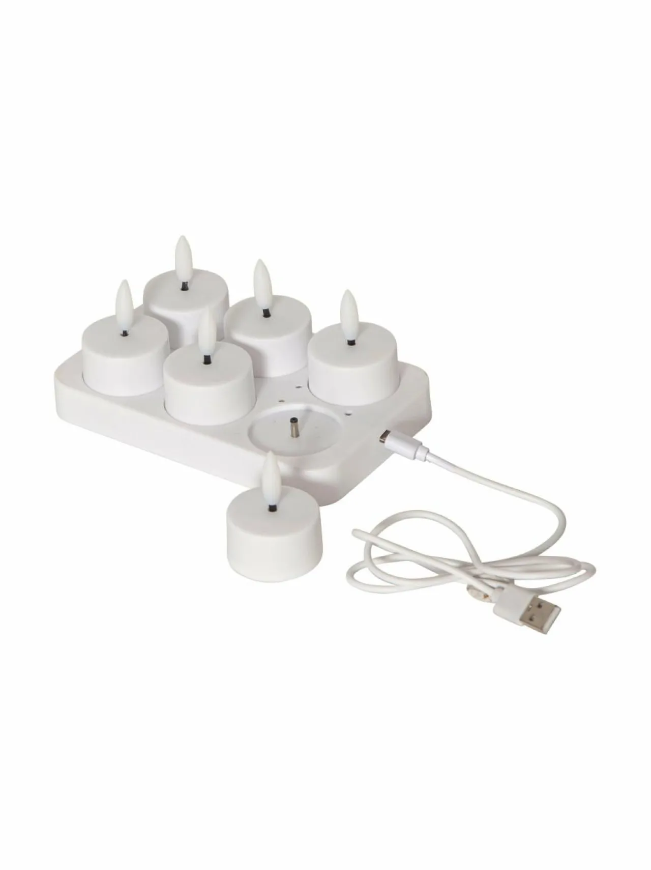 Jouluvalot<Star Trading Flamme Charge LED -tuikkukynttilät 6 kpl WHITE