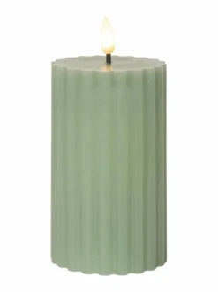 Jouluvalot<Star Trading Flamme Stripe LED -kynttilä 7,5 x 7,5 x 15 cm VIHREÄ