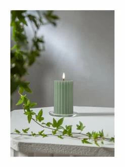 Jouluvalot<Star Trading Flamme Stripe LED -kynttilä 7,5 x 7,5 x 15 cm VIHREÄ