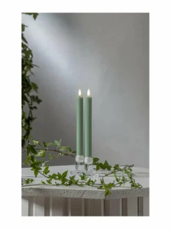 Jouluvalot<Star Trading Flamme Stripe LED -kynttilä 2,1 x 2,1 x 25 cm VIHREÄ