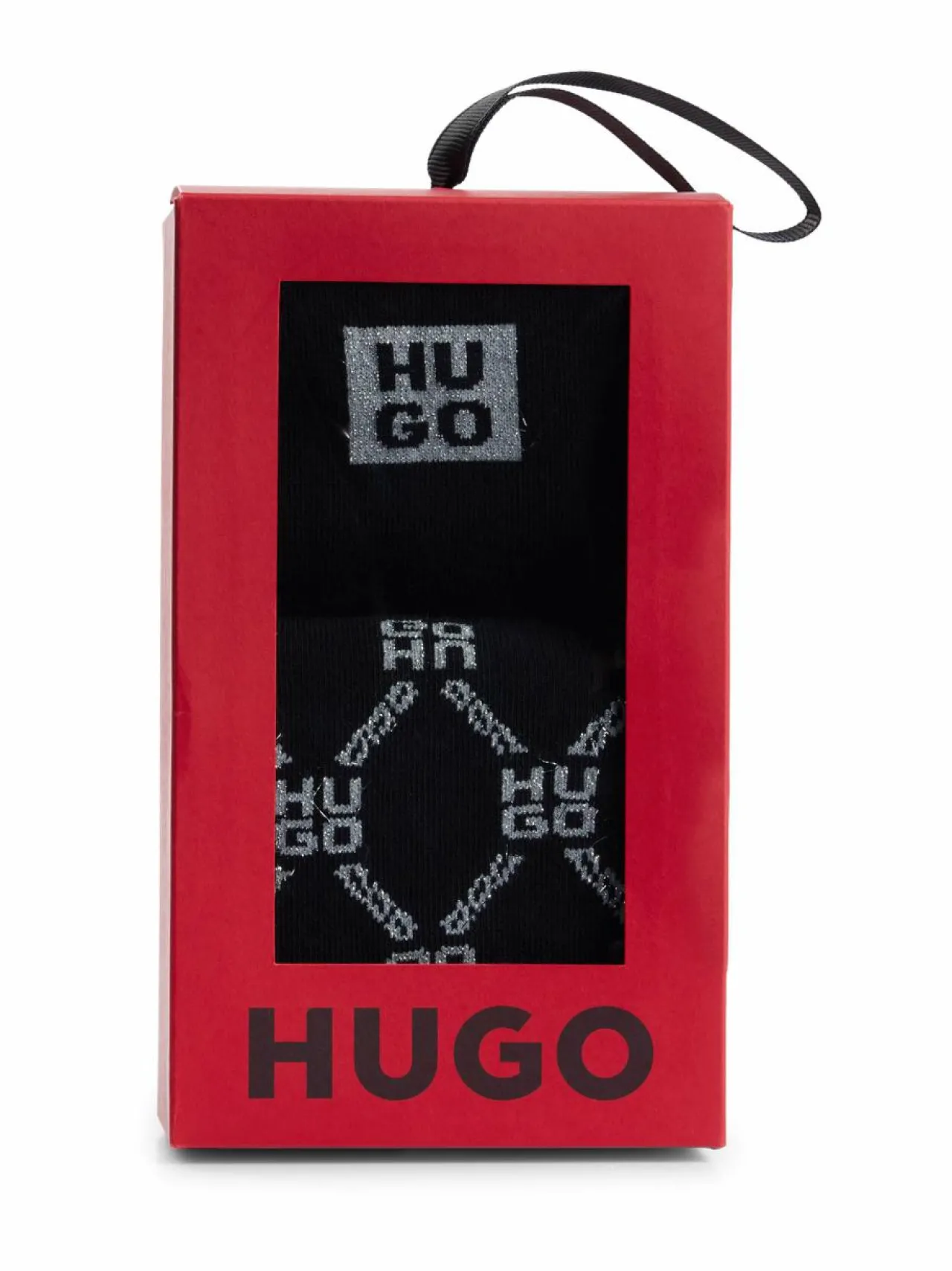 Sukat<HUGO Gift Set Lurex -sukat 2-pack 001 BLACK