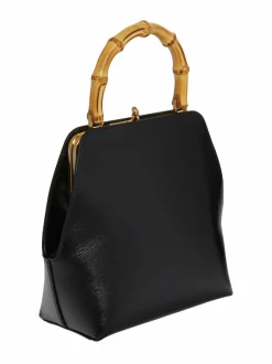 Käsilaukut<Jil Sander Goji Square Small Bamboo -nahkalaukku 001 BLACK + BLACK + NATURAL F BLACK