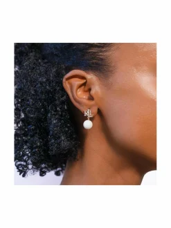 Korut<Lauren Ralph Lauren Gold & Crystal Logo Pearl Drop -korvakorut GLD GOLD