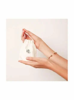Lauren Ralph Lauren Gold & Faux Pearl Logo Pendant -kaulakoru^ Korut