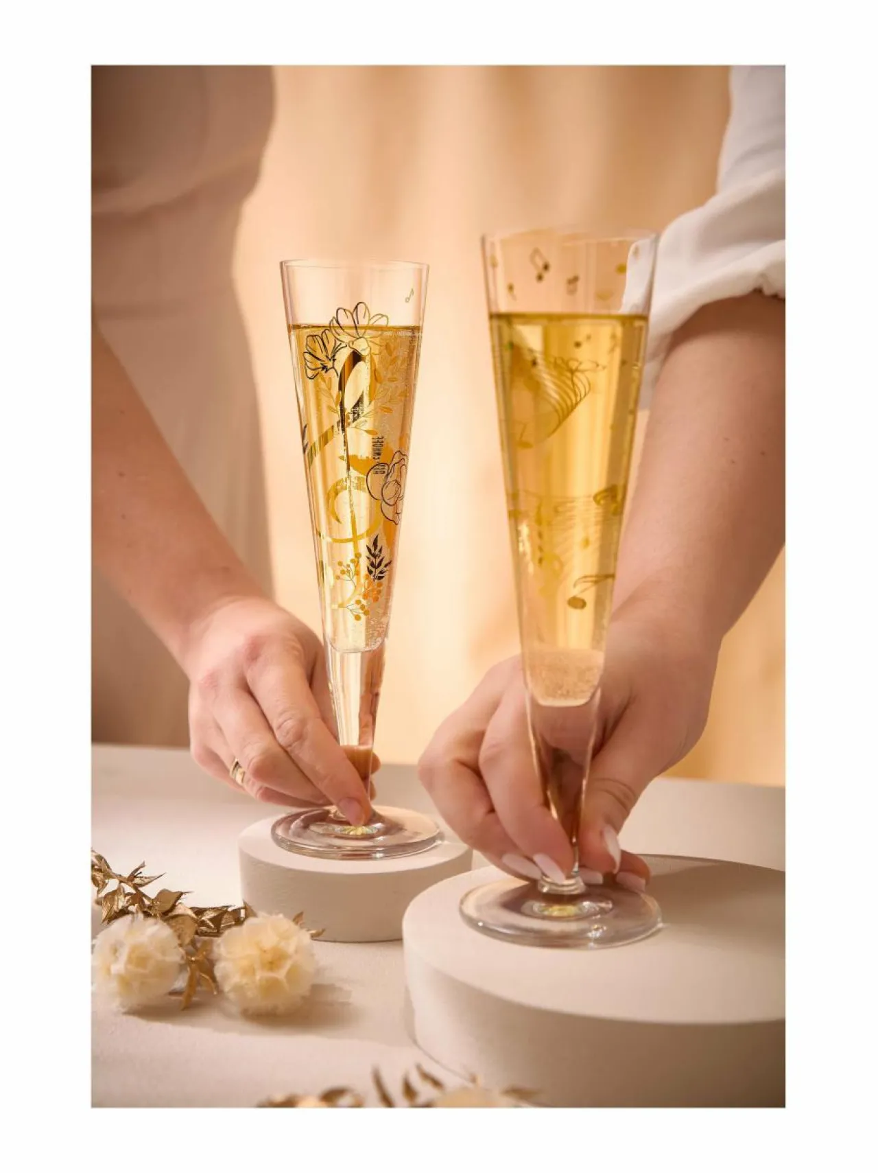 Lasit<Ritzenhoff Goldnacht-samppanjalasi CLEAR GLASS ,GOLD, BLACK