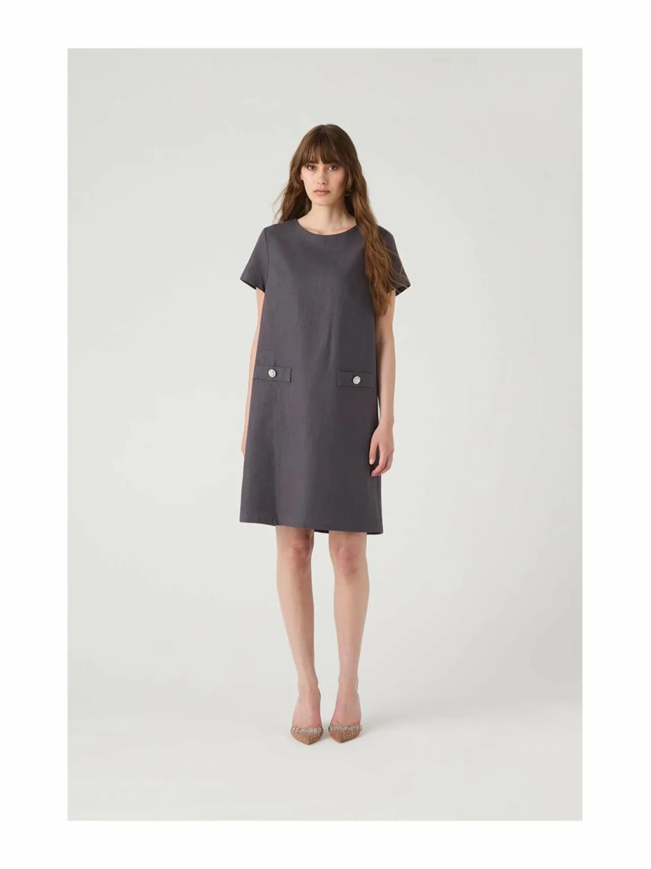 Mekot<Ida Sjöstedt Hannah-pellavamekko DK GREY LINEN