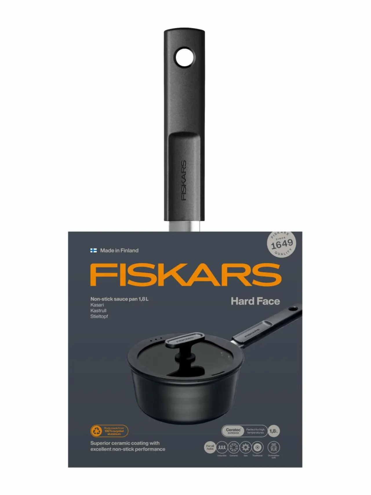 Keitto- & Paistoastiat<Fiskars Hard Face -kasari kannella BLACK