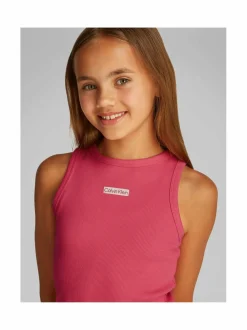 Mekot & Hameet<Calvin Klein Kids Hihaton ribbimekko XIX DEEP CRIMSON FRUIT