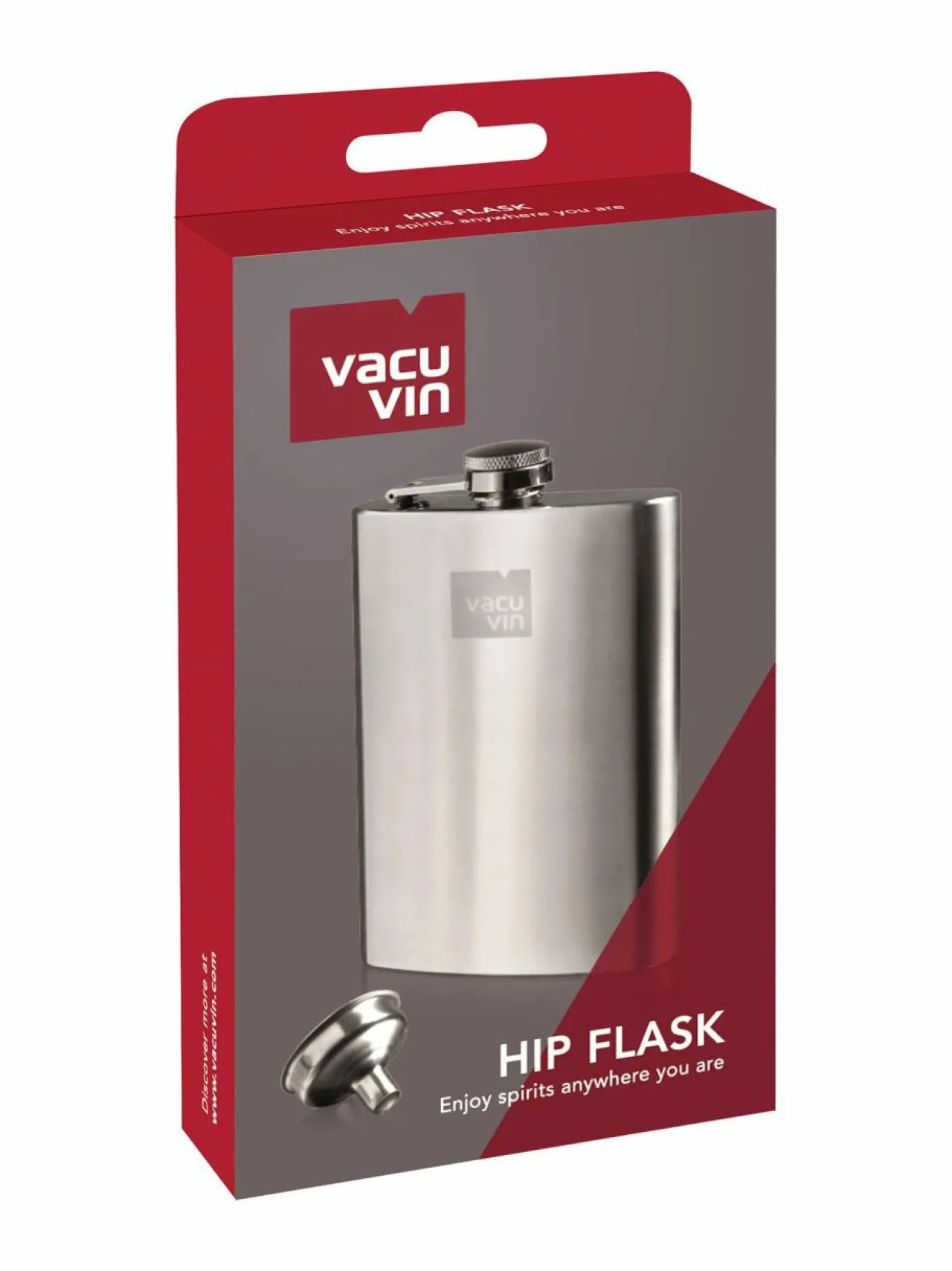 Baari- & Viinitarvikkeet<Vacuvin Hip Flask & Funnel -taskumatti ja suppilo STEEL