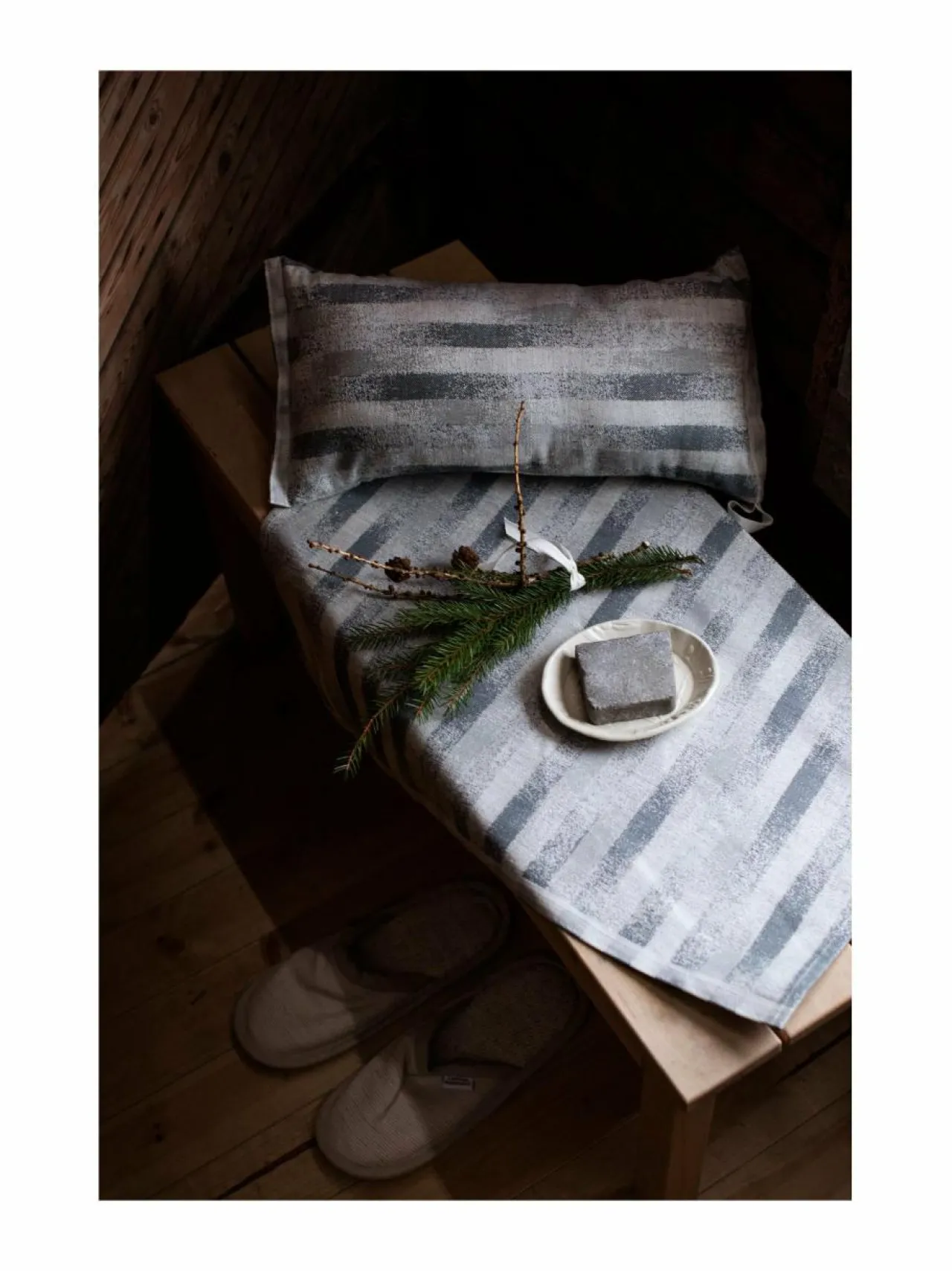 Sauna<Lapuan Kankurit Hohto-laudeliina pellava-puuvillasekoitteesta 9 WHITE-GREY