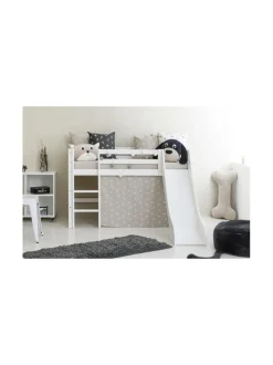 Hoppekids ECO Dream puolikorkea sänky 70x160cm liukumäellä, valkoinen^ Lasten Kalusteet
