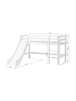 Hoppekids ECO Dream puolikorkea sänky 70x160cm liukumäellä, valkoinen^ Lasten Kalusteet