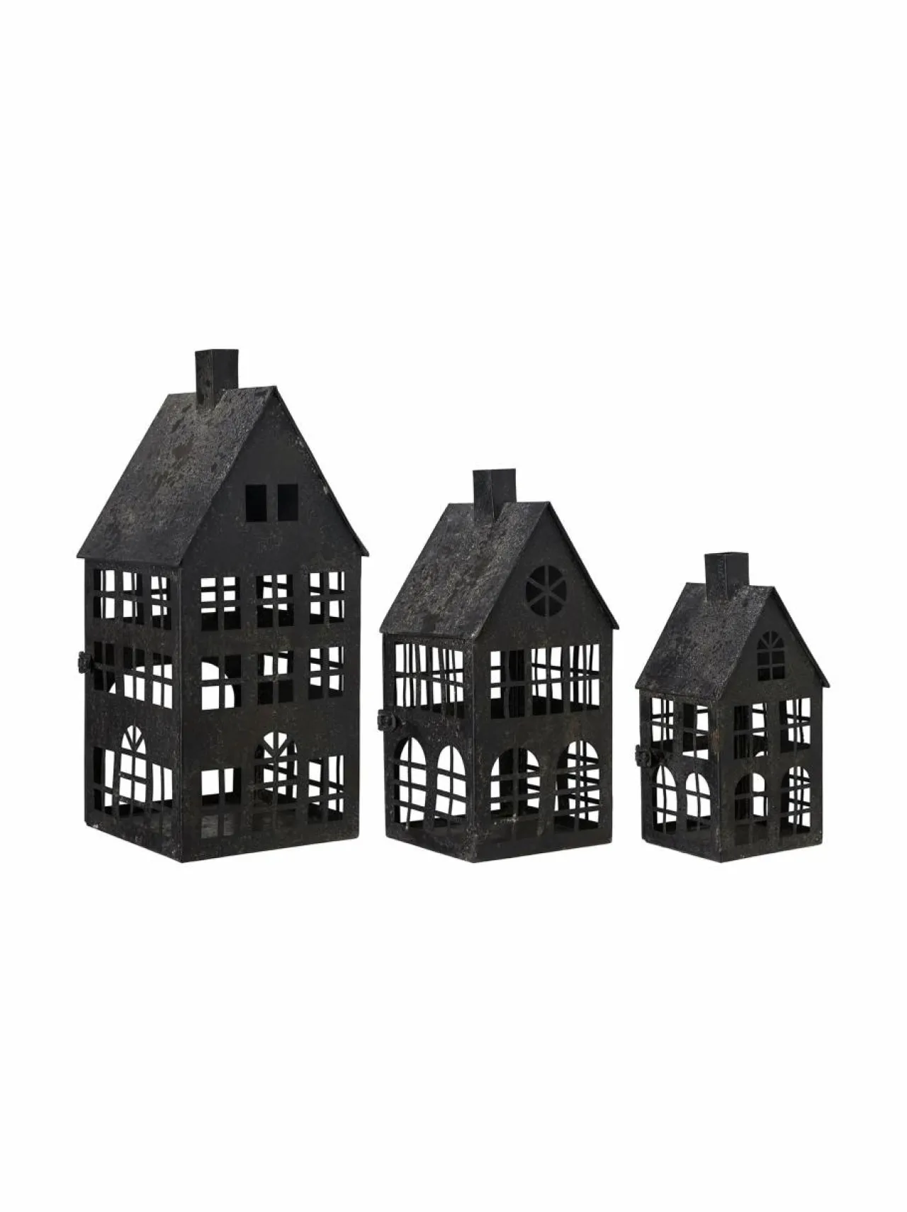 Puutarhakoristeet<Wikholm Form House-lyhty 12 x 25 cm ANTIQUE BLACK