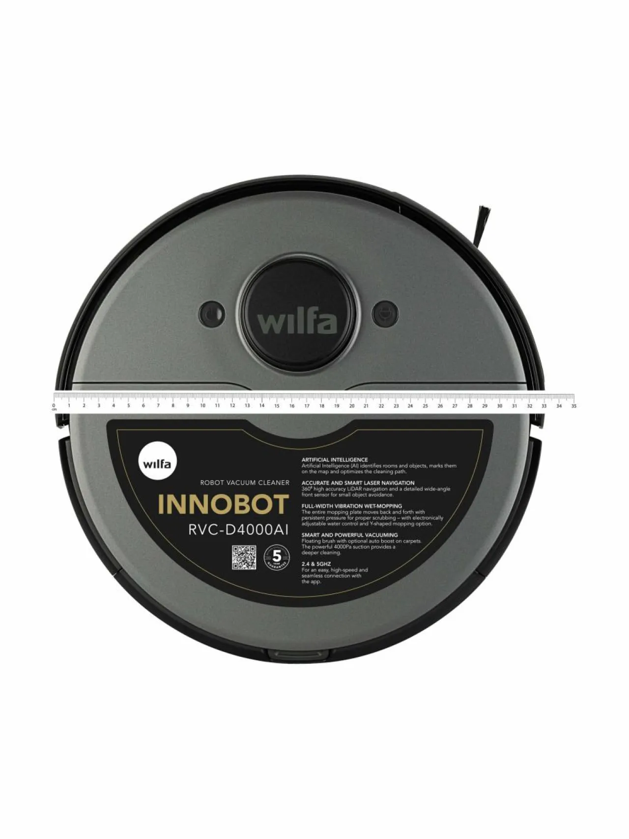 Pölynimurit<Wilfa Innobot RVC-D4000AI -robotti-imuri GREY