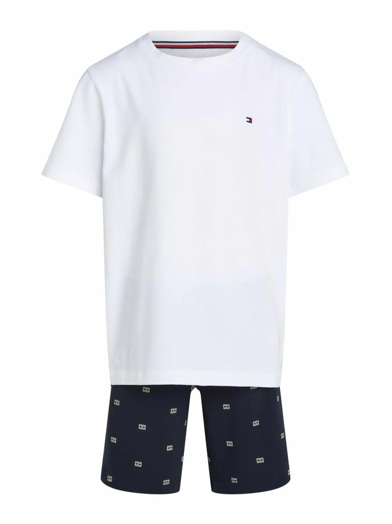 Yöasut & Kylpytakit<Tommy Hilfiger Jersey-pyjama 0U8 WHITE / OUTLINE FLAG DESERT SKY