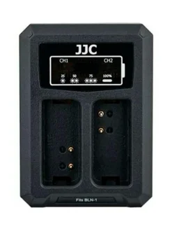 Kamerat<JJC DCH-BLH1 USB Dual Battery Charger -tuplalaturi (Olympus BLH-1)