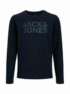 Pitkähihaiset Trikoopaidat<JACK & JONES junior JJeCorp Logo -trikoopaita NAVY BLAZER PRINT:BIG TONAL