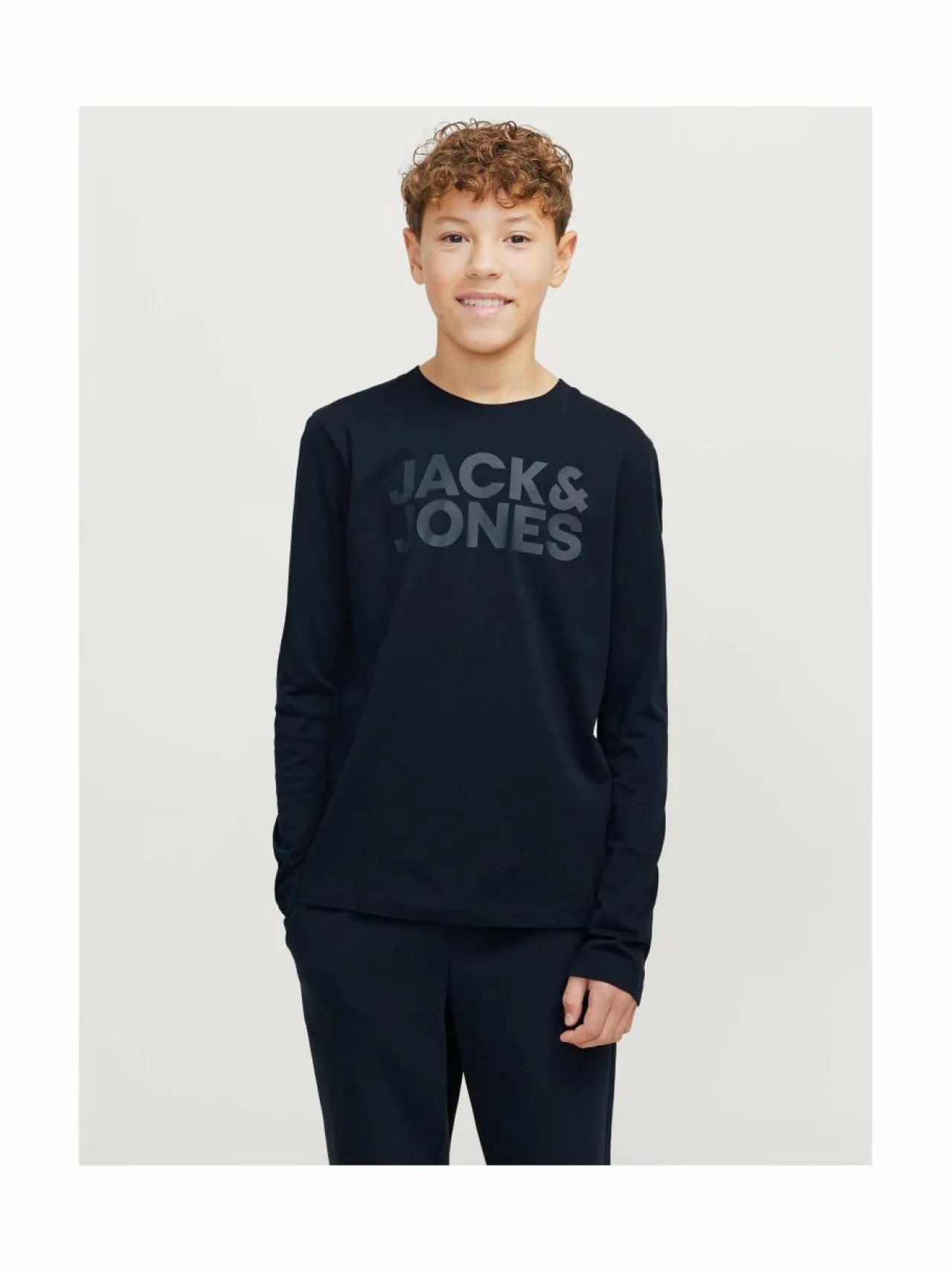 Pitkähihaiset Trikoopaidat<JACK & JONES junior JJeCorp Logo -trikoopaita NAVY BLAZER PRINT:BIG TONAL