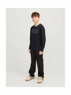 Pitkähihaiset Trikoopaidat<JACK & JONES junior JJeCorp Logo -trikoopaita BLACK PRINT:LARGE / BLACK