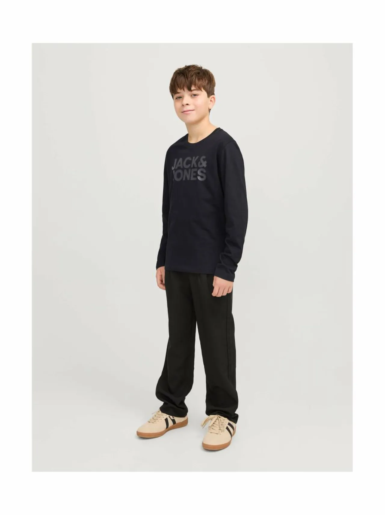 Pitkähihaiset Trikoopaidat<JACK & JONES junior JJeCorp Logo -trikoopaita BLACK PRINT:LARGE / BLACK