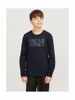 Pitkähihaiset Trikoopaidat<JACK & JONES junior JJeCorp Logo -trikoopaita BLACK PRINT:LARGE / BLACK