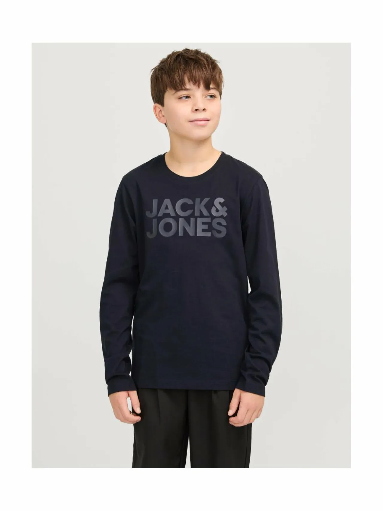 Pitkähihaiset Trikoopaidat<JACK & JONES junior JJeCorp Logo -trikoopaita BLACK PRINT:LARGE / BLACK