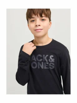 Pitkähihaiset Trikoopaidat<JACK & JONES junior JJeCorp Logo -trikoopaita BLACK PRINT:LARGE / BLACK