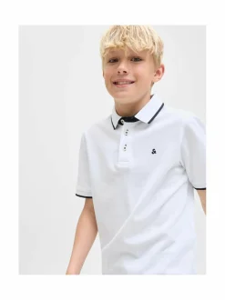 Pitkähihaiset Trikoopaidat|Pitkähihaiset Trikoopaidat<JACK & JONES junior JjePaulos Polo -pikeepaita WHITE DETAIL:SLIM FIT