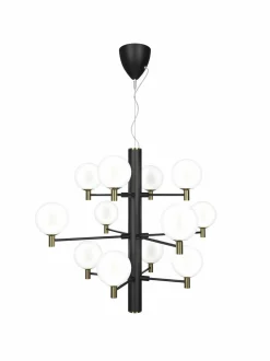 Kattovalaisimet<Design by Grönlund Jubileum 12 -kattovalaisin 70 cm BLACK / MAT BRASS / OPAL GLASS