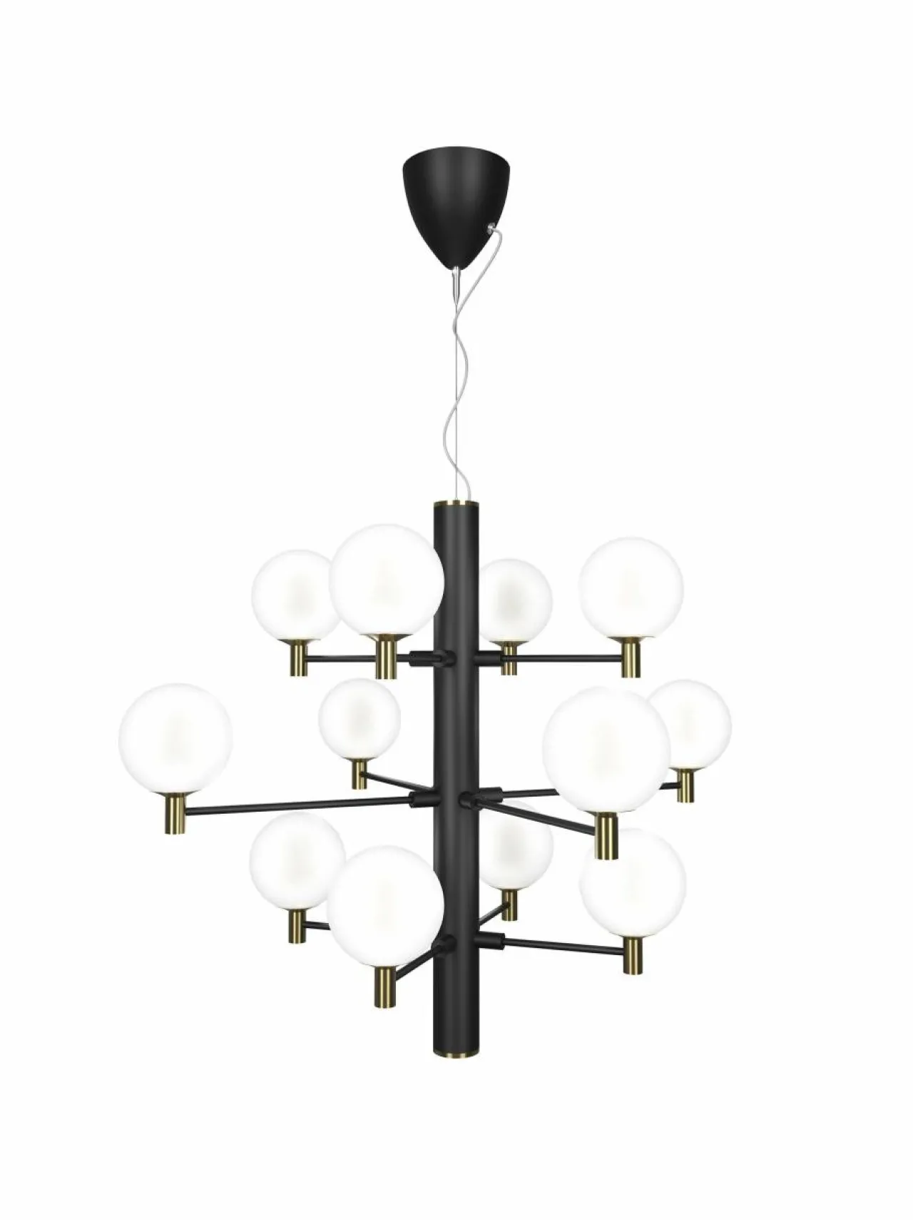 Kattovalaisimet<Design by Grönlund Jubileum 12 -kattovalaisin 70 cm BLACK / MAT BRASS / OPAL GLASS