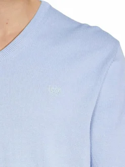 Neuleet<Cap Horn Julian V-neck -puuvillaneule LT. BLUE 1157